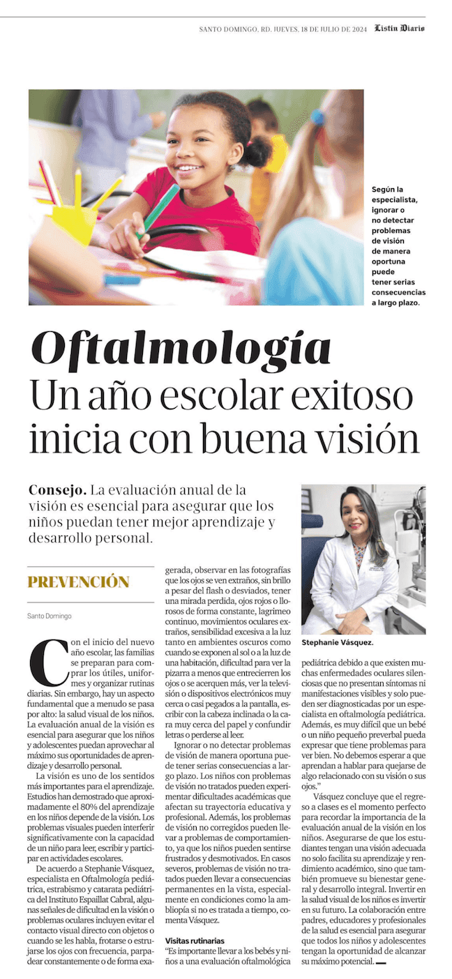 Ano escolar y buena vision