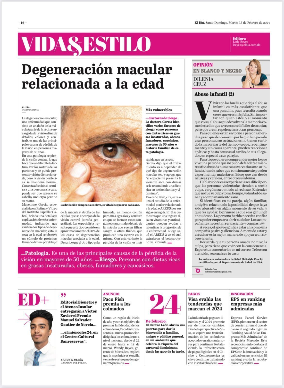 Degeneración macular. Periódico El Día.jpeg