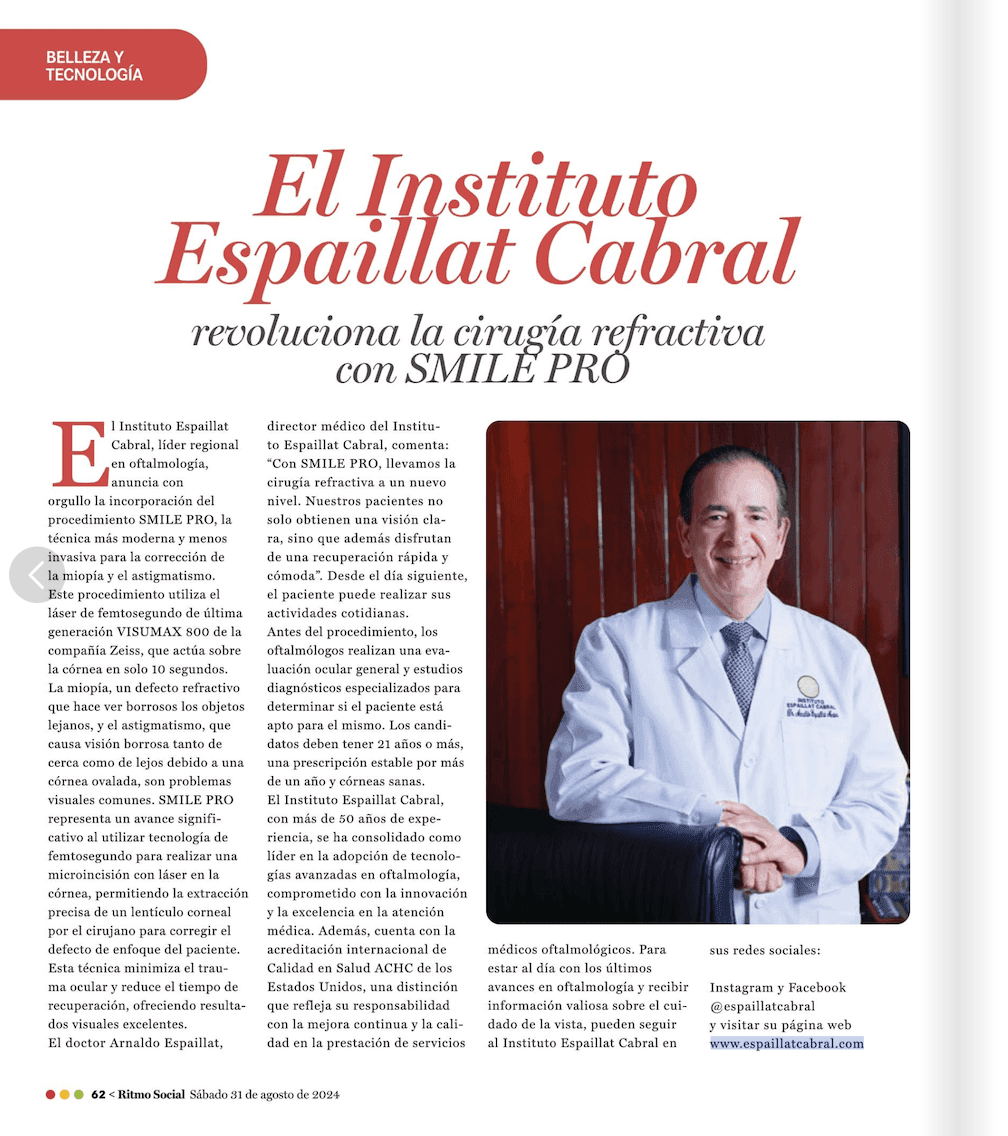 El Instituto Espaillat Cabral revoluciona la cirugia refractiva con SMILE PRO