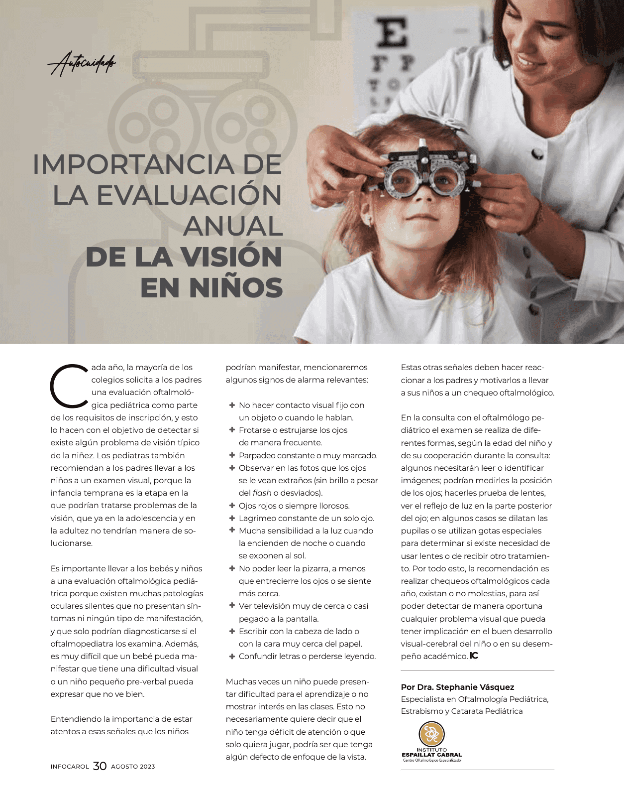 Evaluacion anual en ninos