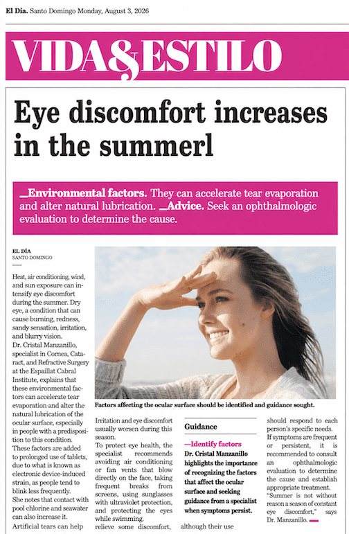 Eye discomfort increases in the summer