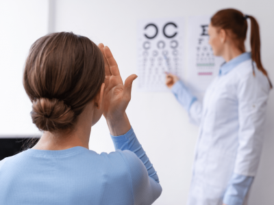 What causes blurred or distorted distance vision?